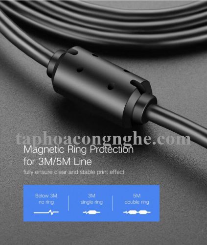 Ugreen 10352 5M màu Đen Cáp USB 2.0 sang USB B máy in đầu mạ vàng US135 30010352